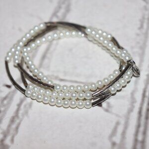 🤍🌙✨ CHRYSALIS SILVER & PEARL WRAP BRACELET · 29"